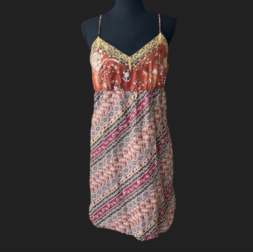 Y2K Boho Dress sz. S, Spaghetti Straps, Lined